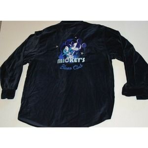 Disney Store Mickey Mouse Blues Club Shirt Velvet Rhinestone Buttons M Medium